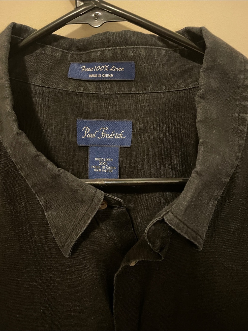 Paul Fredrick Black Linen Button-Down Shirt - 3XL